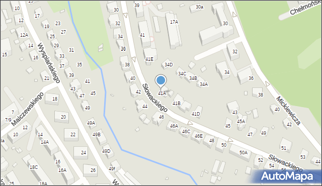 Jelenia Góra, Słowackiego Juliusza, 41A, mapa Jelenia Góra