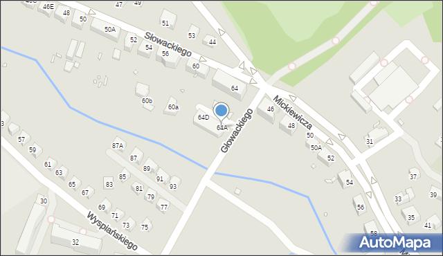 Jelenia Góra, Słowackiego Juliusza, 64A, mapa Jelenia Góra
