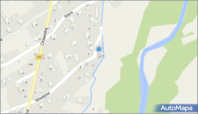 Jeleśnia, Słowików, 14, mapa Jeleśnia