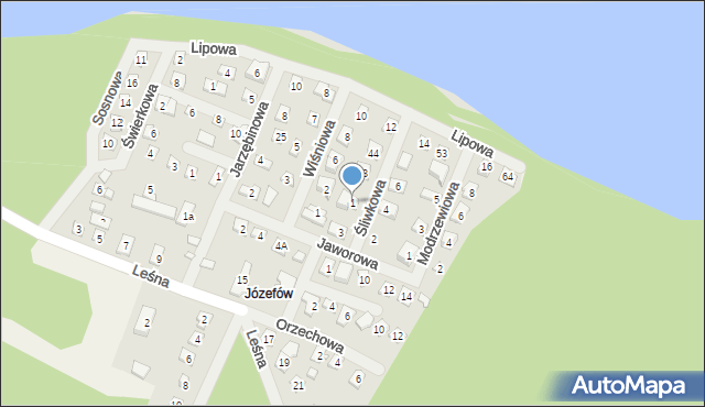Jeziorna, Śliwkowa, 1, mapa Jeziorna