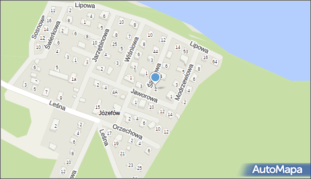 Jeziorna, Śliwkowa, 2, mapa Jeziorna