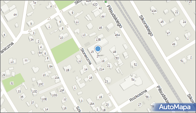 Józefów, Słoneczna, 17, mapa Józefów