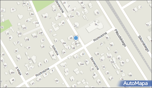 Józefów, Słoneczna, 20, mapa Józefów