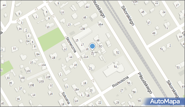 Józefów, Słoneczna, 21, mapa Józefów