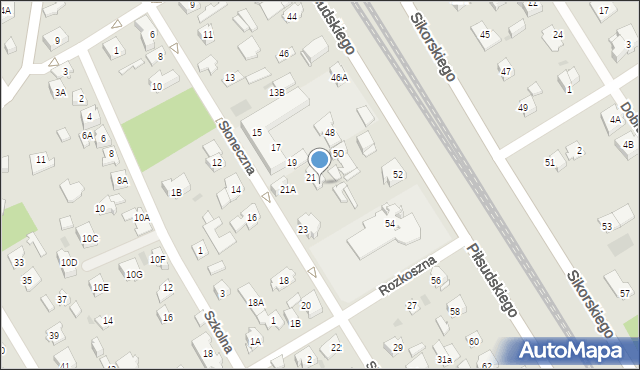 Józefów, Słoneczna, 21B, mapa Józefów