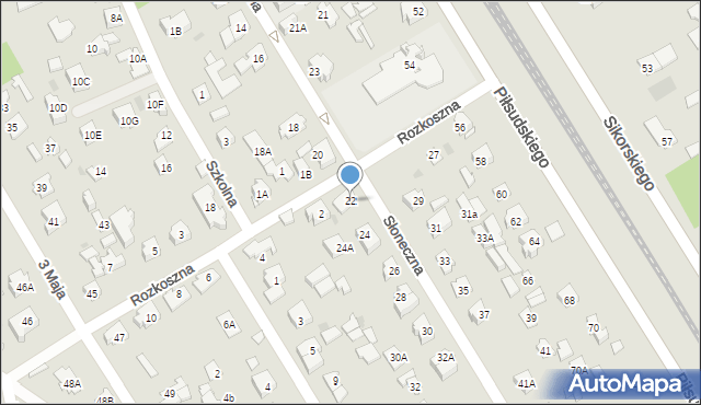 Józefów, Słoneczna, 22, mapa Józefów