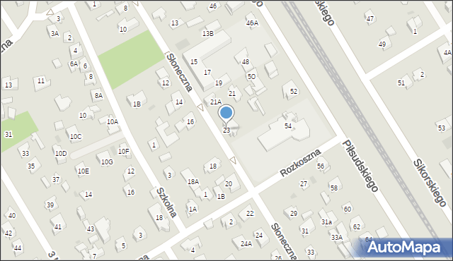 Józefów, Słoneczna, 23, mapa Józefów