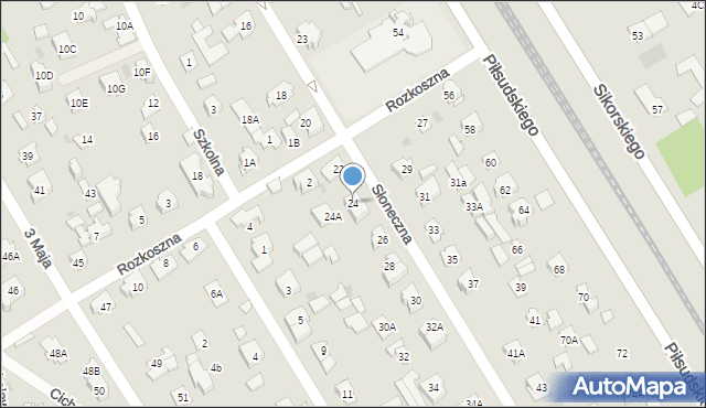 Józefów, Słoneczna, 24, mapa Józefów