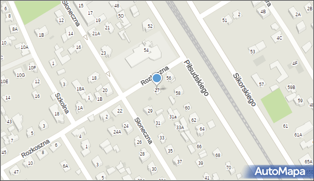 Józefów, Słoneczna, 27, mapa Józefów