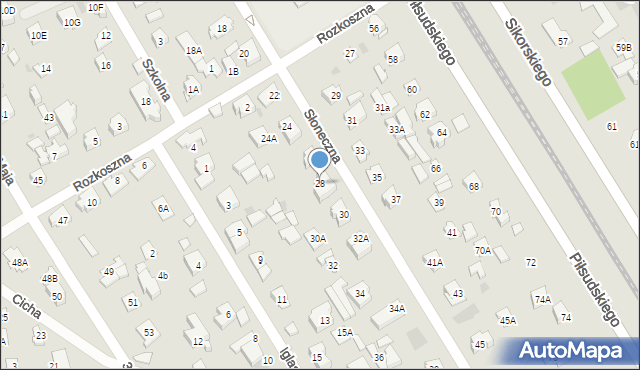 Józefów, Słoneczna, 28, mapa Józefów