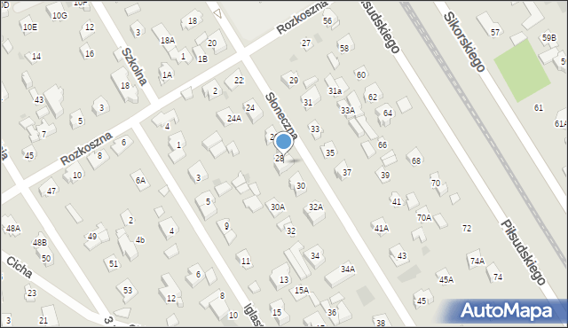 Józefów, Słoneczna, 28A, mapa Józefów