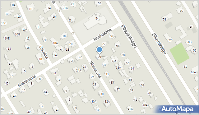 Józefów, Słoneczna, 29, mapa Józefów