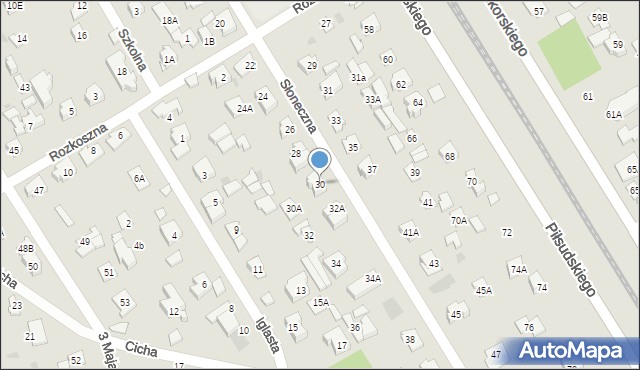 Józefów, Słoneczna, 30, mapa Józefów