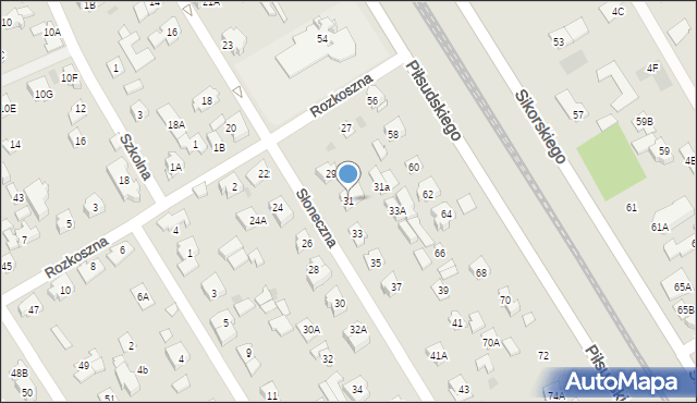 Józefów, Słoneczna, 31, mapa Józefów