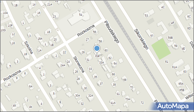 Józefów, Słoneczna, 31a, mapa Józefów