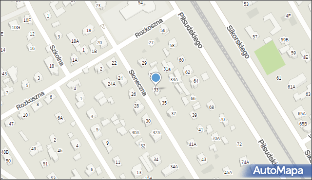 Józefów, Słoneczna, 33, mapa Józefów