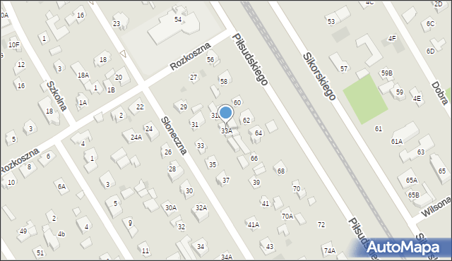 Józefów, Słoneczna, 33A, mapa Józefów