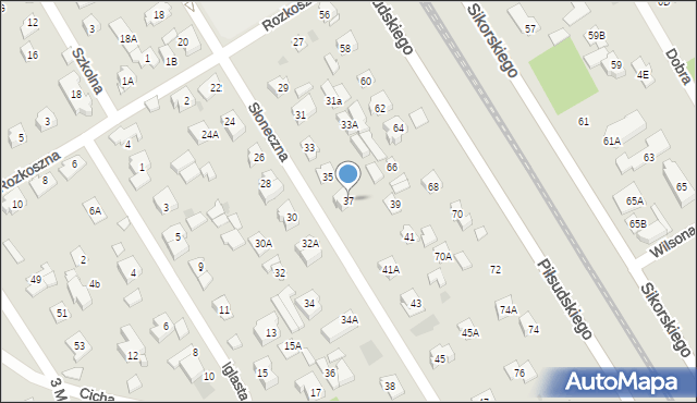 Józefów, Słoneczna, 37, mapa Józefów