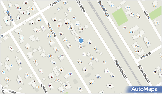 Józefów, Słoneczna, 39, mapa Józefów