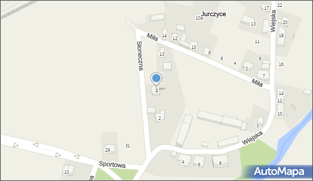 Jurczyce, Słoneczna, 4, mapa Jurczyce