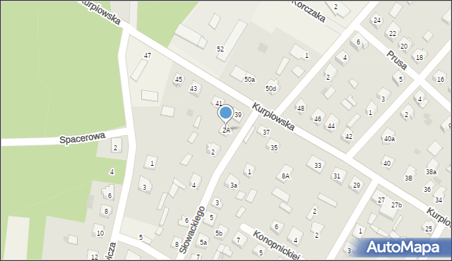 Kadzidło, Słowackiego Juliusza, 2A, mapa Kadzidło