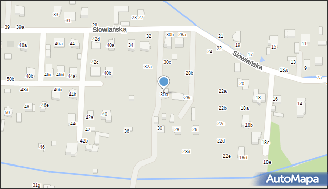 Kalisz, Słowiańska, 30a, mapa Kalisza