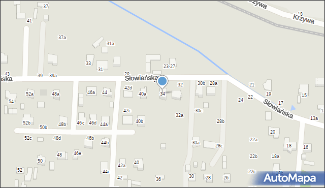 Kalisz, Słowiańska, 34, mapa Kalisza