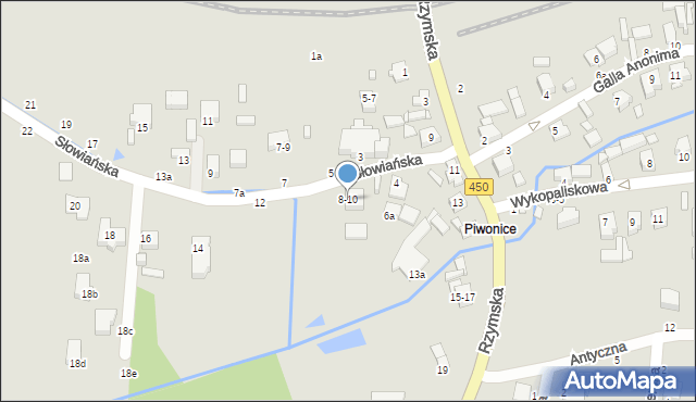 Kalisz, Słowiańska, 8-10, mapa Kalisza