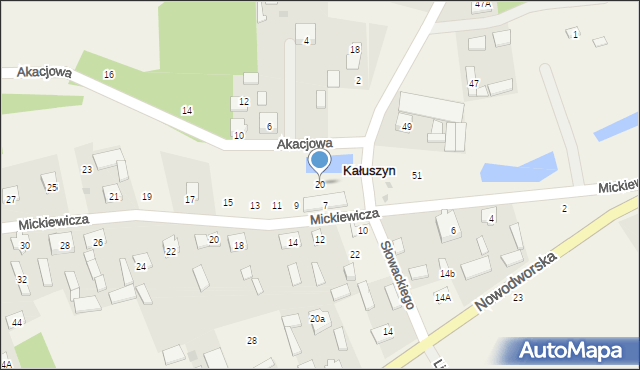 Kałuszyn, Słowackiego Juliusza, 20, mapa Kałuszyn