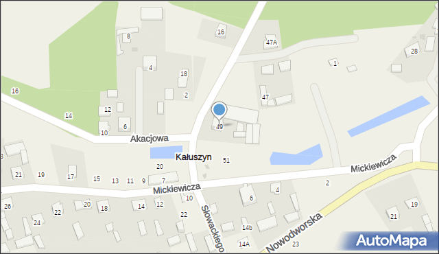 Kałuszyn, Słowackiego Juliusza, 49, mapa Kałuszyn