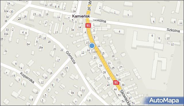 Kamieńsk, Słowackiego Juliusza, 18, mapa Kamieńsk