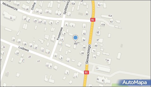 Kamieńsk, Słowackiego Juliusza, 66a, mapa Kamieńsk