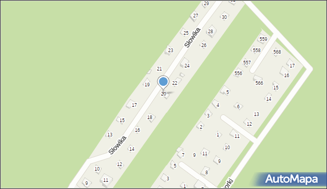 Kamińsko, Słowika, 20, mapa Kamińsko