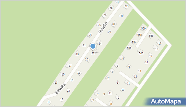 Kamińsko, Słowika, 22, mapa Kamińsko