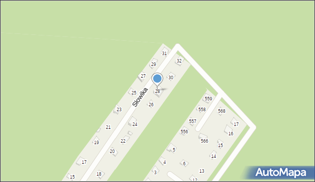 Kamińsko, Słowika, 28, mapa Kamińsko