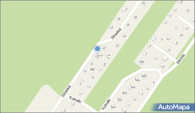 Kamińsko, Słowika, 9, mapa Kamińsko