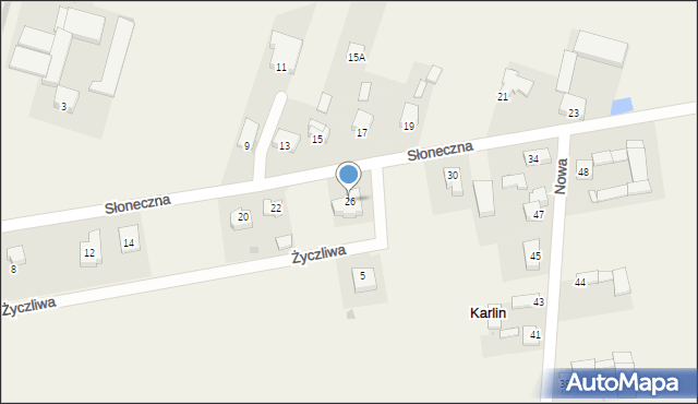 Karlin, Słoneczna, 26, mapa Karlin