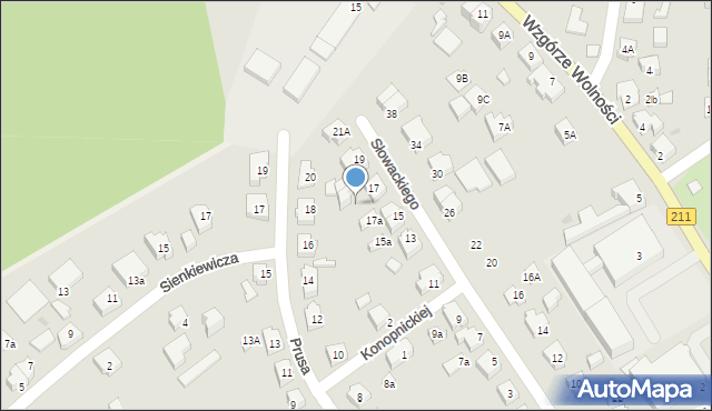 Kartuzy, Słowackiego Juliusza, 19A, mapa Kartuzy
