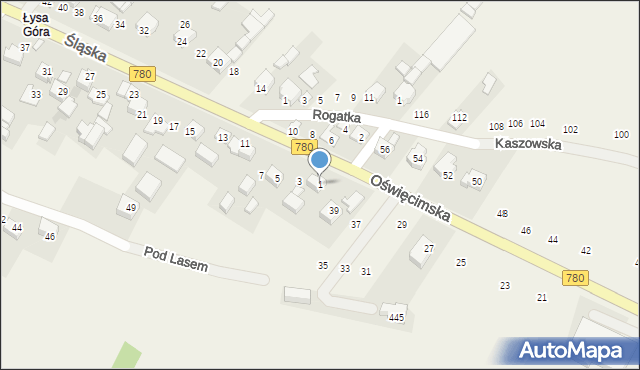 Kaszów, Śląska, 1, mapa Kaszów