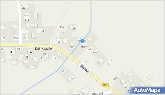 Kaszów, Śląska, 106, mapa Kaszów