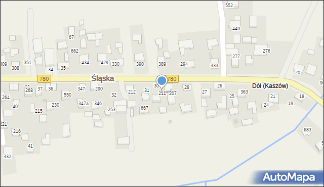 Kaszów, Śląska, 107, mapa Kaszów