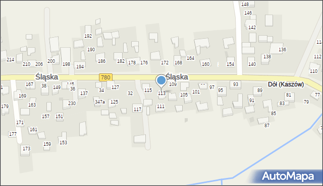 Kaszów, Śląska, 113, mapa Kaszów