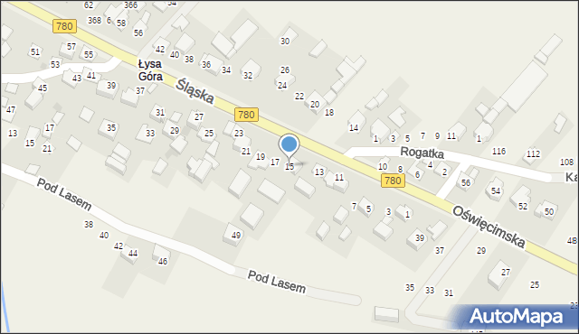 Kaszów, Śląska, 15, mapa Kaszów