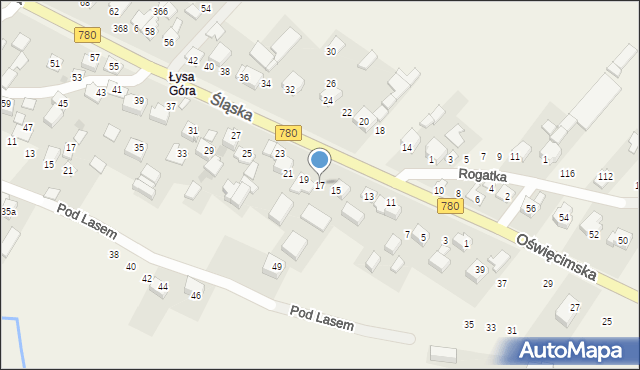 Kaszów, Śląska, 17, mapa Kaszów