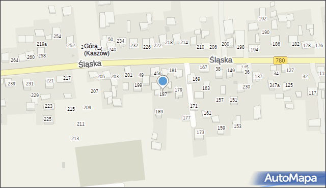 Kaszów, Śląska, 187, mapa Kaszów