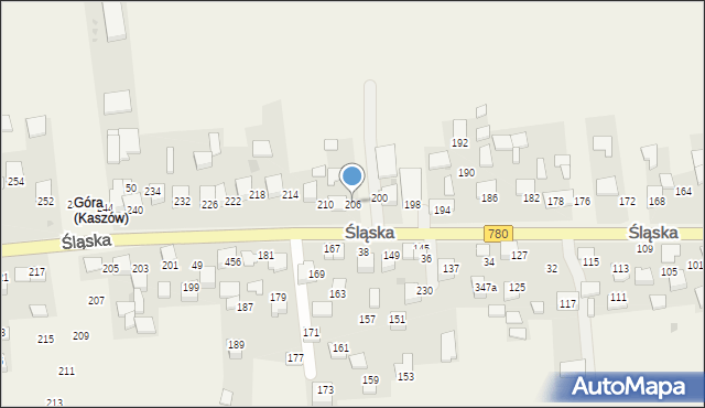 Kaszów, Śląska, 206, mapa Kaszów