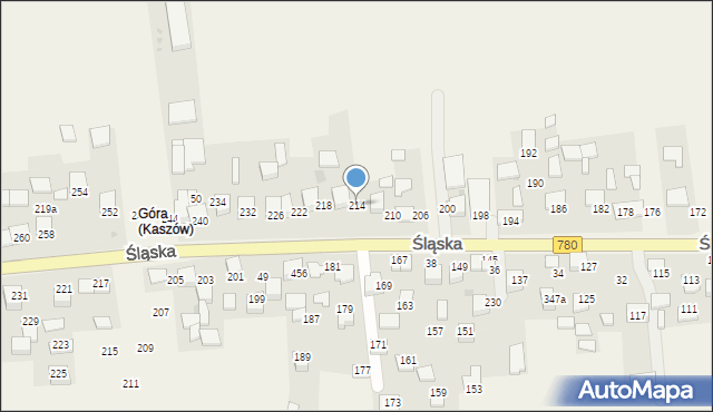 Kaszów, Śląska, 214, mapa Kaszów