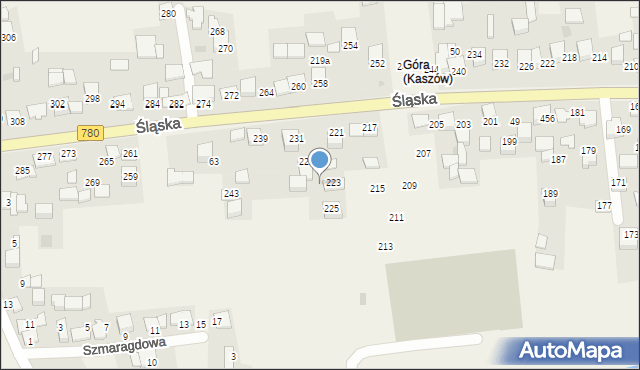 Kaszów, Śląska, 227, mapa Kaszów