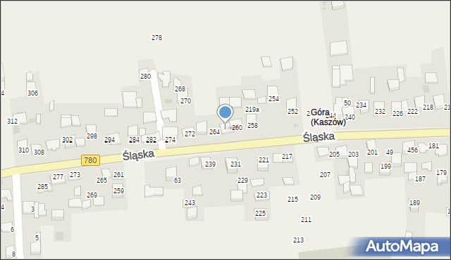 Kaszów, Śląska, 262, mapa Kaszów