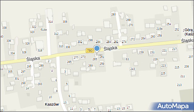 Kaszów, Śląska, 263, mapa Kaszów